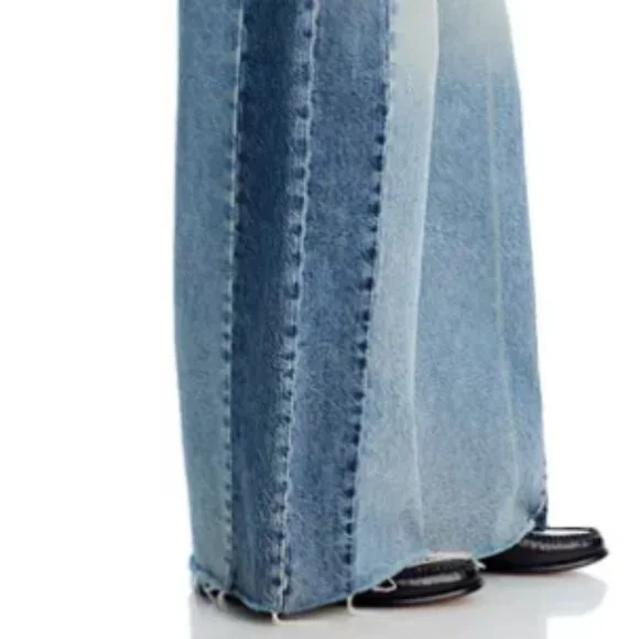 MOTHER Pipe Dream Button Sneak Fray Jeans in Blinded By The Dark (Brand New) - Picture 5 of 11